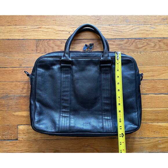 HUGO BOSS Slim Black Pebbled Leather Attache/Laptop Bag - Picture 9 of 11
